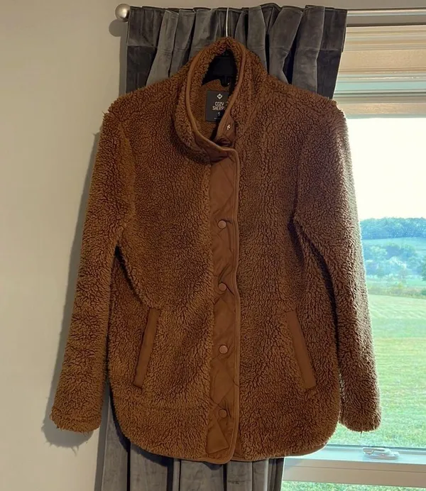 Cozy Sherpa Jacket Brown Fleece Womens Small - Image 7