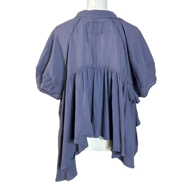 Free People Bohemian Billowy Oversized Sunray Babydoll Top Blue Granite XL - Image 9