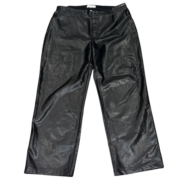 Abercrombie & Fitch‎ Black 90s Relaxed High-Rise Curvy Love Faux Leather Pant 18 - Image 2