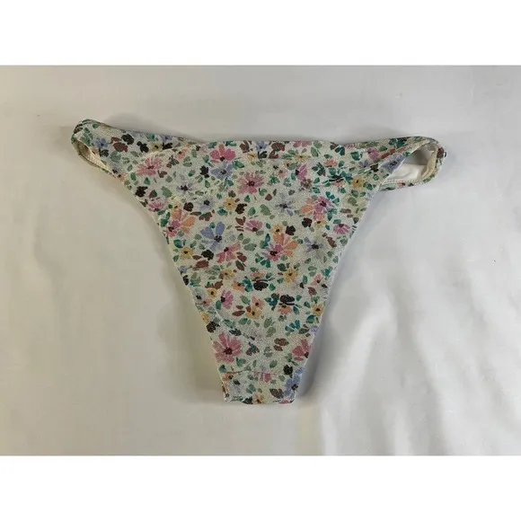 ONeill‎ Maggie Ditsy Flamenco Bikini Bottom Floral Metallic Lurex Cheeky Size M - Image 4