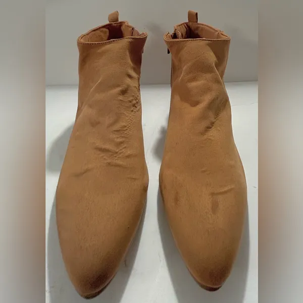Old Navy Ankle Boots Toffee Faux Suede Heel Height 1.5" - Image 2