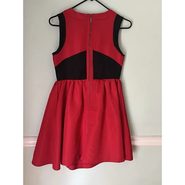 Prabal‎ Gurung Fit Flare Party Dress 4 Red Lined Stretch Polyester Knee Length - Image 3