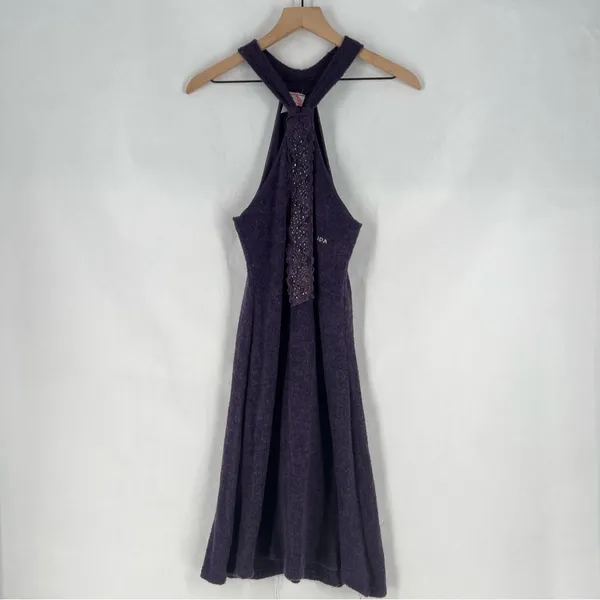 Coconuda‎ Donna Purple Mohair Blend Knit Halter Midi Dress Size L - Image 2