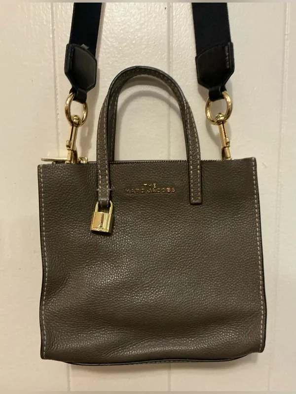 Rare Gray Pebbled Leather The Marc Jacobs Mini Grind Crossbody Tote Handbag Bag - Image 2