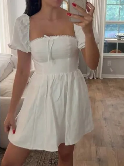 Reformation Malvina Linen Dress in White 6 - Image 8