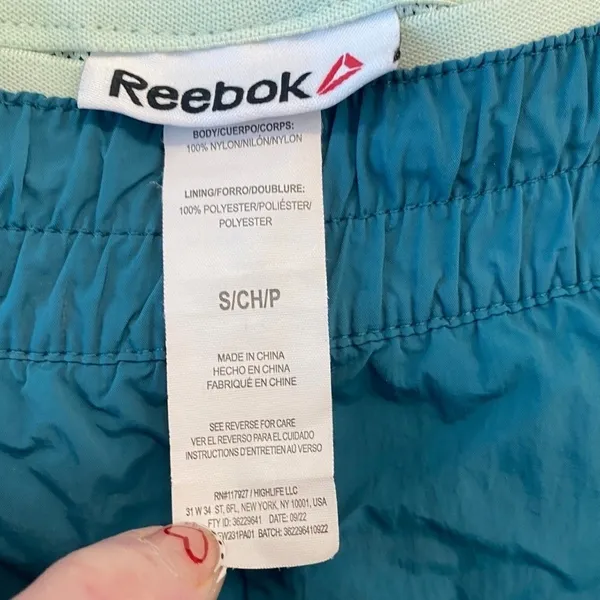 Reebok Womens Teal Colorblock Nylon Mesh Lined‎ Track Pants Joggers S - Image 3
