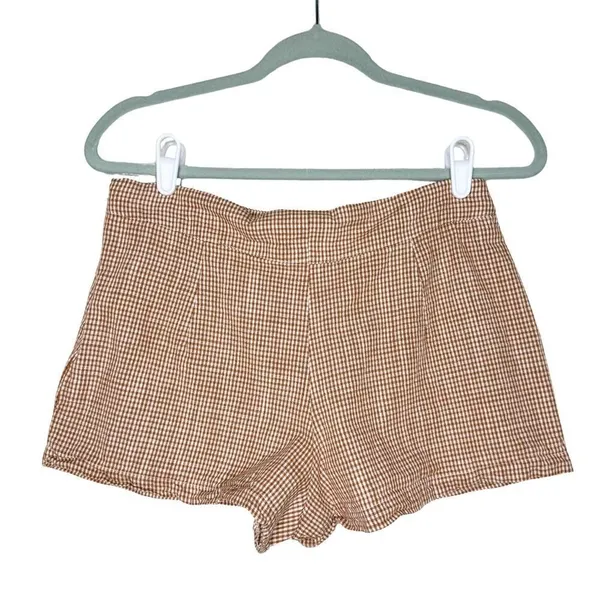 Free People Fitted Waist Straight Hem Plaid Big Dreams Mini Skort Size 4 Orange - Image 9