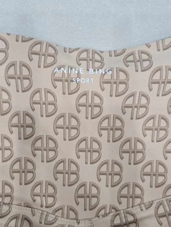 New Anine Bing Blake Biker Short Camel Monogram Print - Neutral Size XS - Image 7