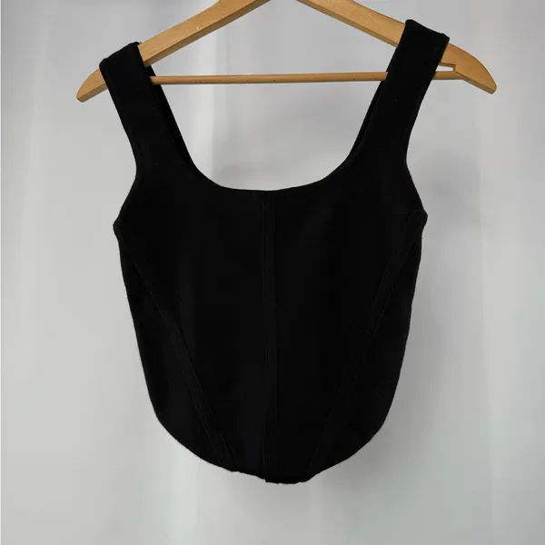 House of Harlow 1960‎ Square Neck Cropped Structured Tank Top in Black Size XS - Image 2