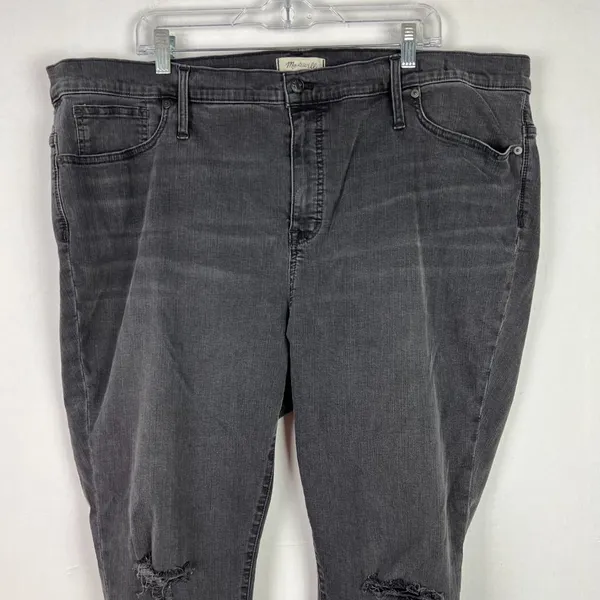Madewell 9" High-Rise Skinny Jeans in Black Sea Raw Hem Plus Size 37 EUC T2555 - Image 2