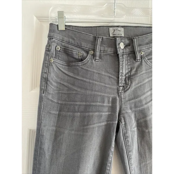 J.Crew Toothpick Skinny Jeans Womens Size 26 Grey Stretch Denim Mid Rise Pants - Image 3