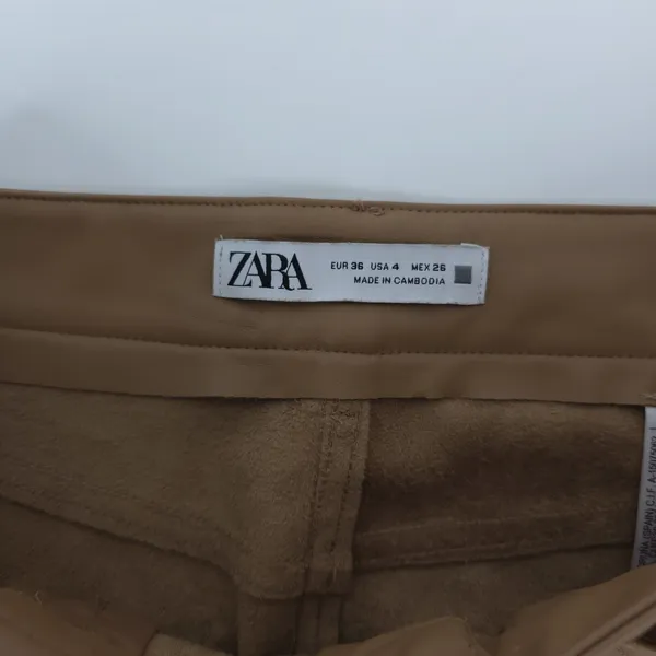 Zara Pants Womens 4 (27x25.5) Vegan Brown Faux Leather Flare Mid Rise‎ - Image 7