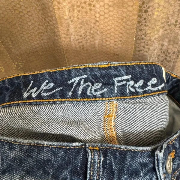 We The Free People Bailey Raw Hem Dark Blue Denim Mini Skirt Size 28 - Image 4