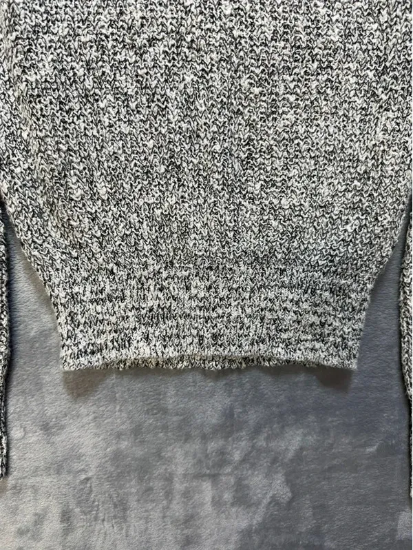 Free People Womens Chunky Knit Sweater Cotton Linen Blend Marled Black White XS - Image 5