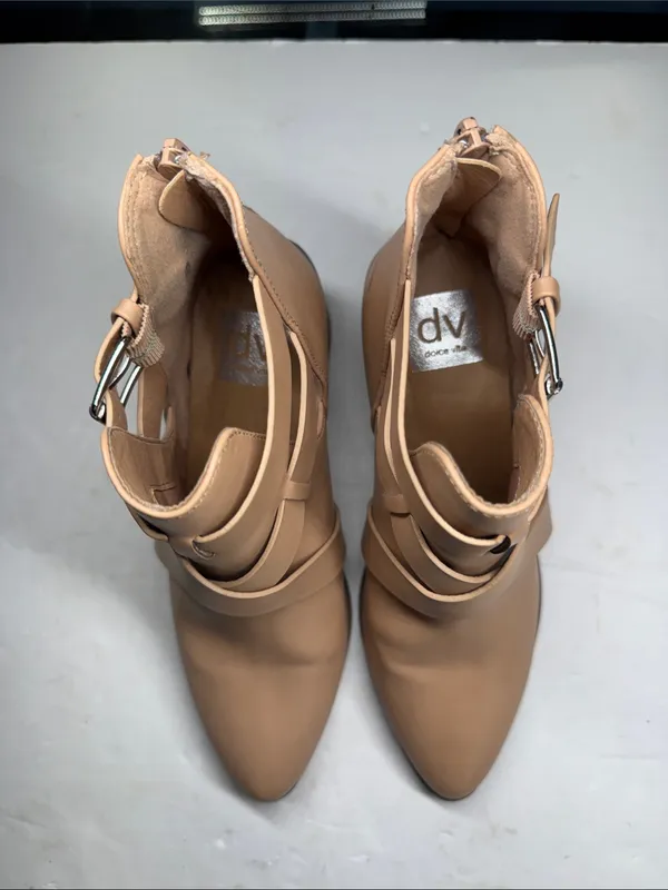 Dolce Vita Drako Tan Strappy Pointed-Toe Ankle Booties 8 neutral casual western - Image 11