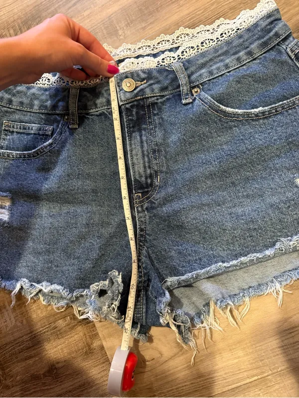 REWASH Lace Trim Denim Shorts - Image 3