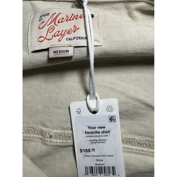 Marine Layer Molly Oversized Shirt Jacket Stone Beige Medium NWT Shacket $168 - Image 13