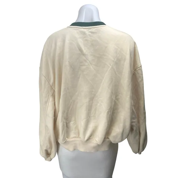 Zara Beverly Hills California Women's Cream Long Sleeve Sweatshirt Sweater Top M - Image 2