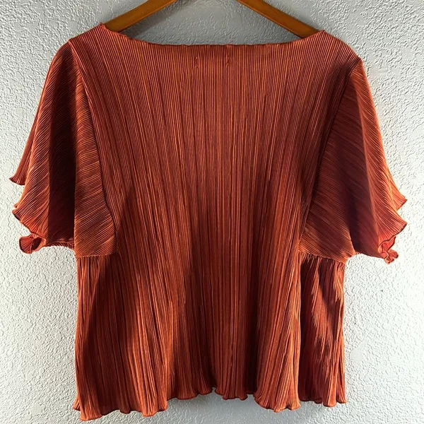 Madewell Texture & Thread Micropleat Top in Burnt Orange - Image 7