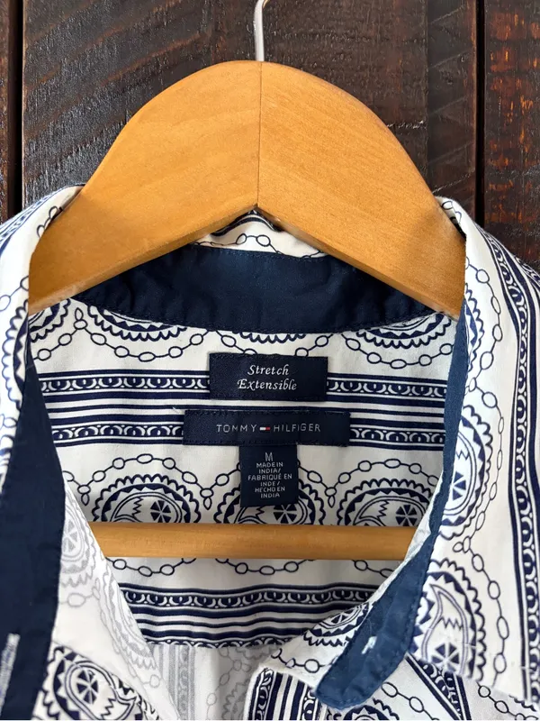 Tommy Hilfiger Sleeveless Ruffled Paisley Stripe Blouse Medium - Image 5