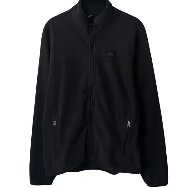 REI Co-op Black‎ Fleece Jacket Full Zip Lightweight Hiking Camping Outdoors M - Image 2