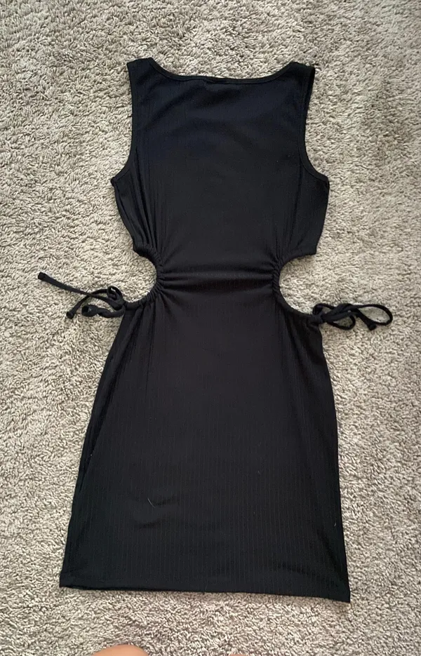 Black Mini Cut Out Dress - Image 2