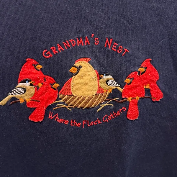 Vintage 90s Cardinals Grandma sweater embroidered birds - Image 2