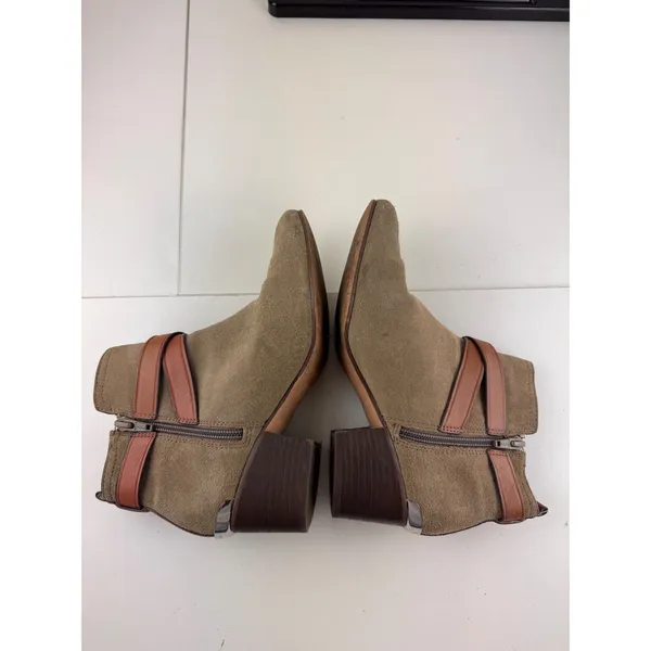 COACH‎ Pauline Taupe Suede Leather Buckle Ankle Boots Booties Womens Size 6 - Image 4