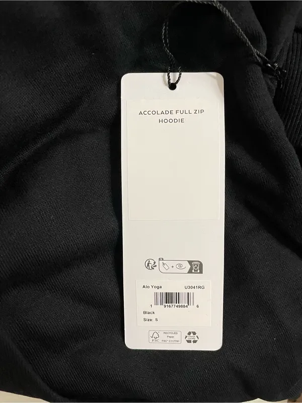 Alo Yoga NWT Accolade Full Zip Black Hoodie Size S - Image 7
