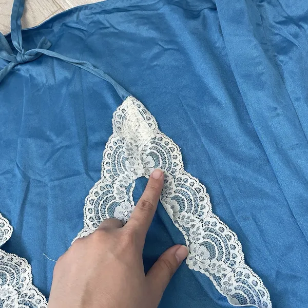 Vintage Slip Dress undercoverwear lace trim halter maxi womens Blue (xsmall) - Image 5