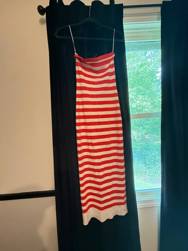 Boutique Red Striped Maxi Dress - Image 3