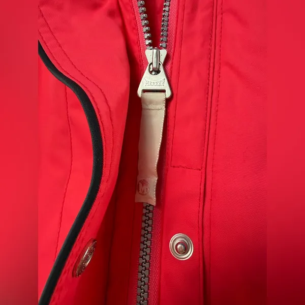 Marker Zip Up Hidden Hood Snowboarding Jacket‎ in Bright Red Size 8 - Image 4