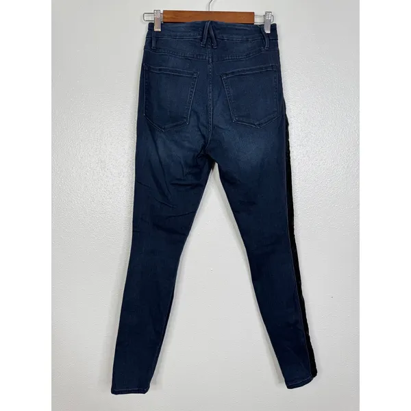 Good American Good Waist Skinny Jeans Velvet Side‎ Stripe Dark Wash Size 4/27 - Image 2