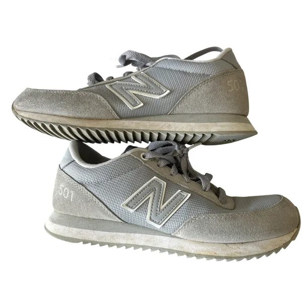 New Balance‎ 501 Women's Sneakers Size 6.5 White/Grey/Blue Running Shoes - Image 4
