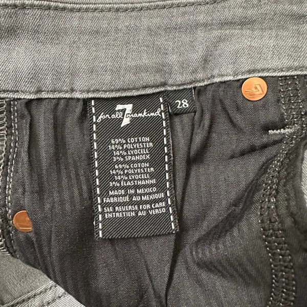 7 For‎ All Mankind Ankle Skinny Jeans Black Wash Denim Size 28 - Image 14