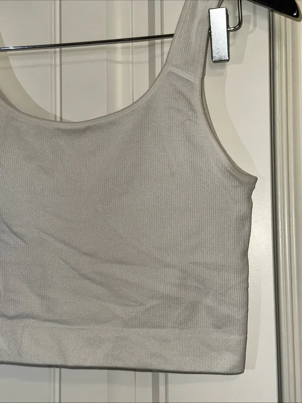 Jockey Ribbed Built-in-bra Stretch Cropped Tank Top L - Image 3