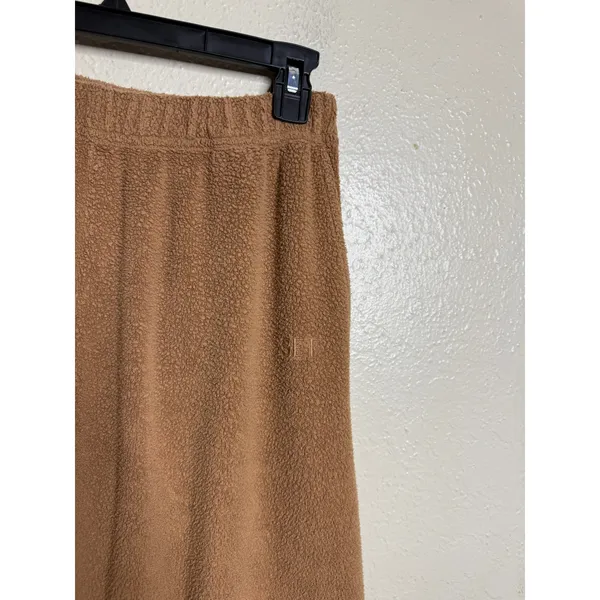 LESET Teddy Jogger size M French Terry Lounge Sweatpants Camel Brown - Image 3
