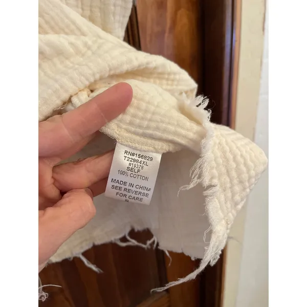 White Birch convertible sleeve, Raglan, V-neck, gauze, blouse size small - Image 3