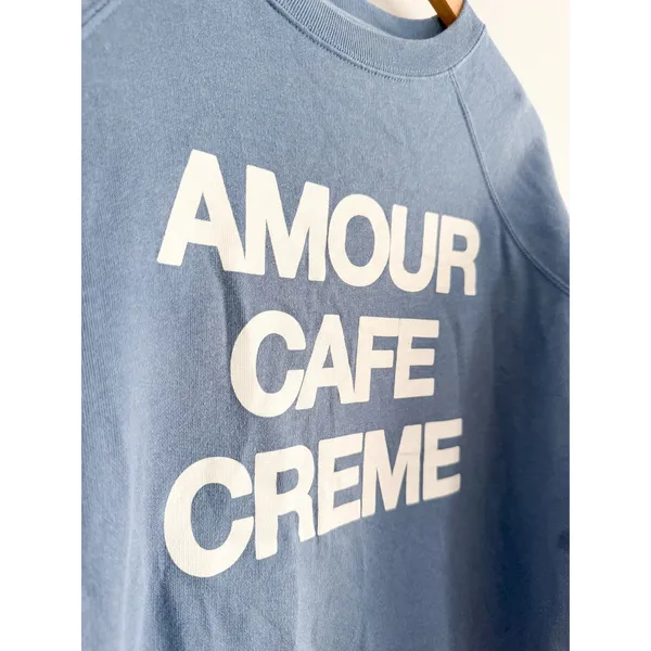Sezane Sézane | Amour Cafe Creme Sweatshirt Blue Ecru Graphic | Sz S - Image 5