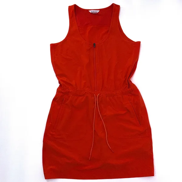 Athleta Orange Expedition Skort Dress Zip Front Travel Athletic Pockets Size 10 - Image 2