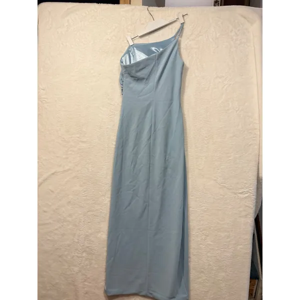 Revelry One Shoulder‎ Maxi Dress Womens 6 Light Blue Formal Bridesmaid Gown - Image 3
