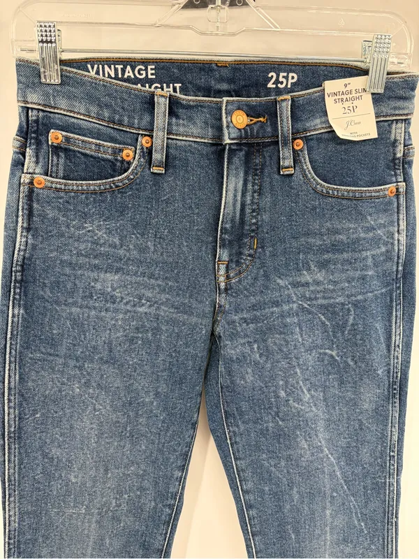 J. Crew women’s vintage slim straight blue jeans denim size 25P petite NWT - Image 3