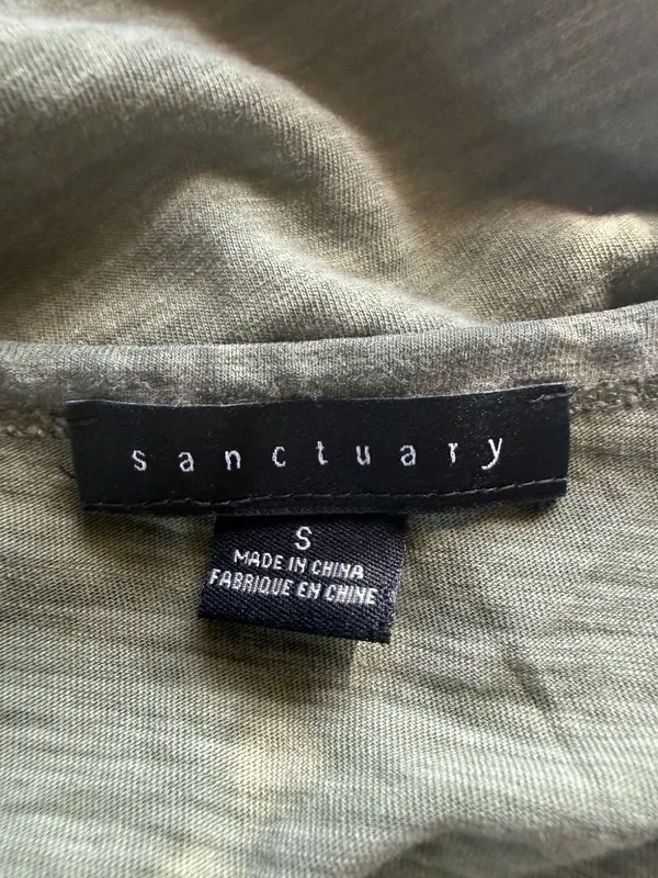 Sanctuary khaki green pullover tie front short sleeve top women's size small - Image 7