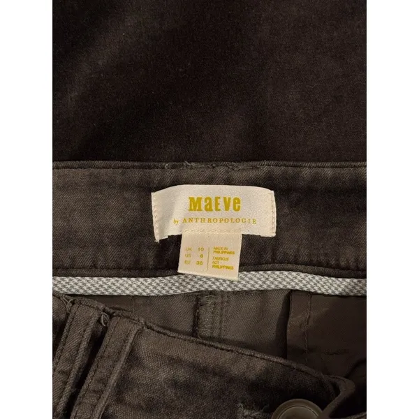 Anthropologie Maeve Womens Pants Gray Velvet Bootcut Stretch High Rise Size 6 - Image 4