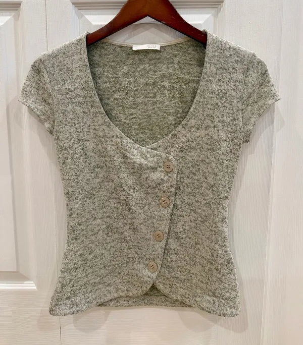  ZARA Grey Short Sleeve Top - Image 2