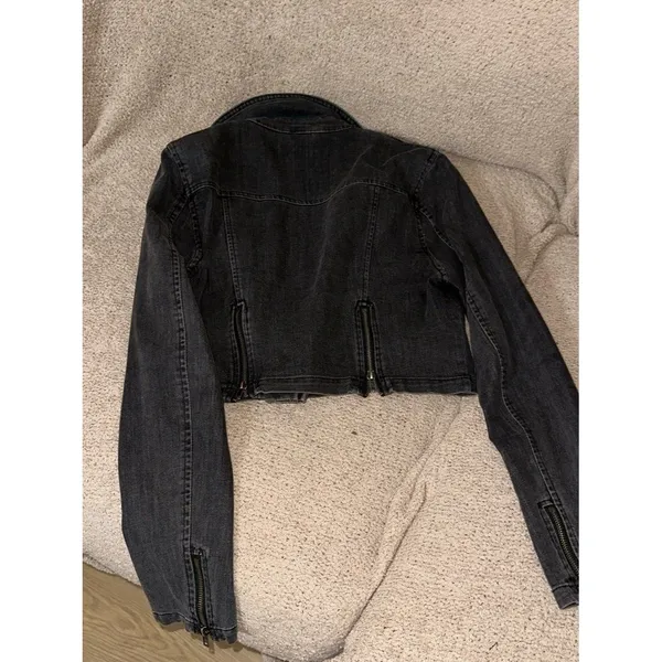 Free People Cropped Jean Jacket - Image 4