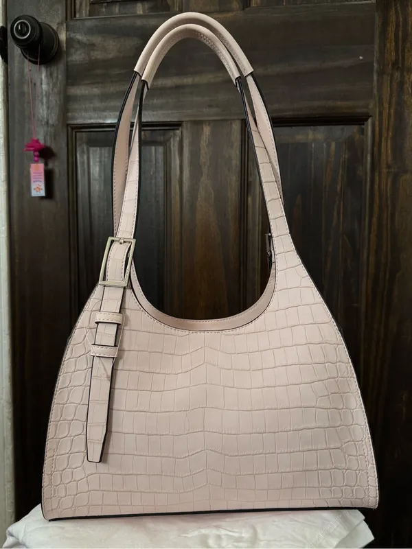 Light Pink Calvin Klein Quill Soft Croco Shoulder Bag - Image 3