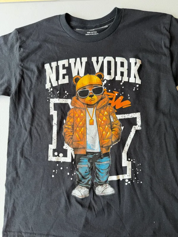Youth Boys Black New York Bear Graphic T-Shirt – Size L - Image 2