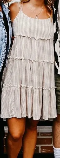 Gingham dress Tan Size M - Image 2