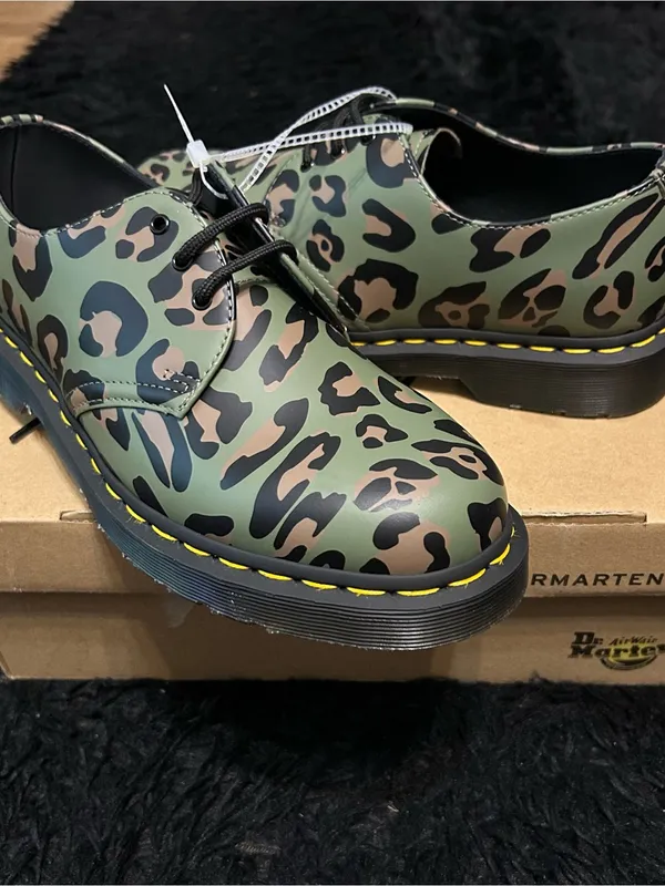 DR MARTENS 1461 distorted leopard animal print leather lace up oxfords shoes 9 - Image 8